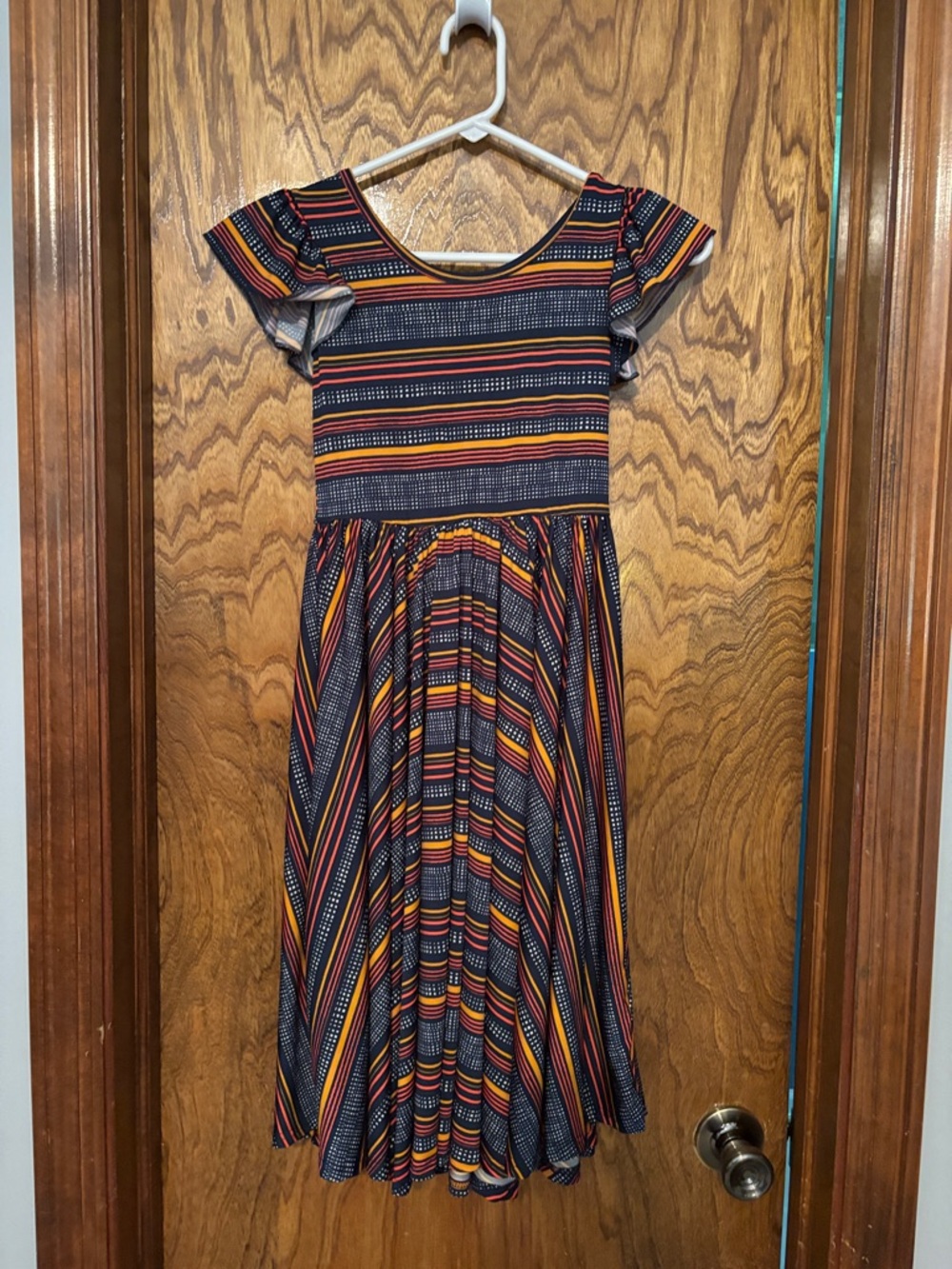 Stella & Dot Black, Yellow, Orange & Red Striped Kids Dress